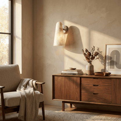 Mira Solo Alabaster Cone Wall Sconce