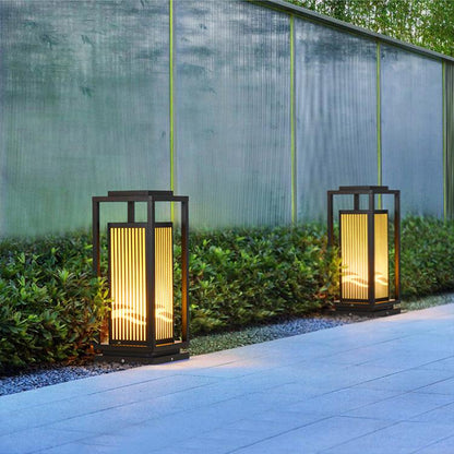Square Cage Outdoor Light Alabaster Lighting Fixture
