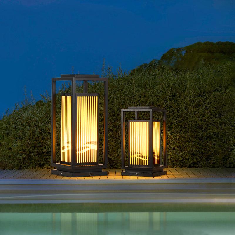 Square Cage Outdoor Light Alabaster Lighting Fixture