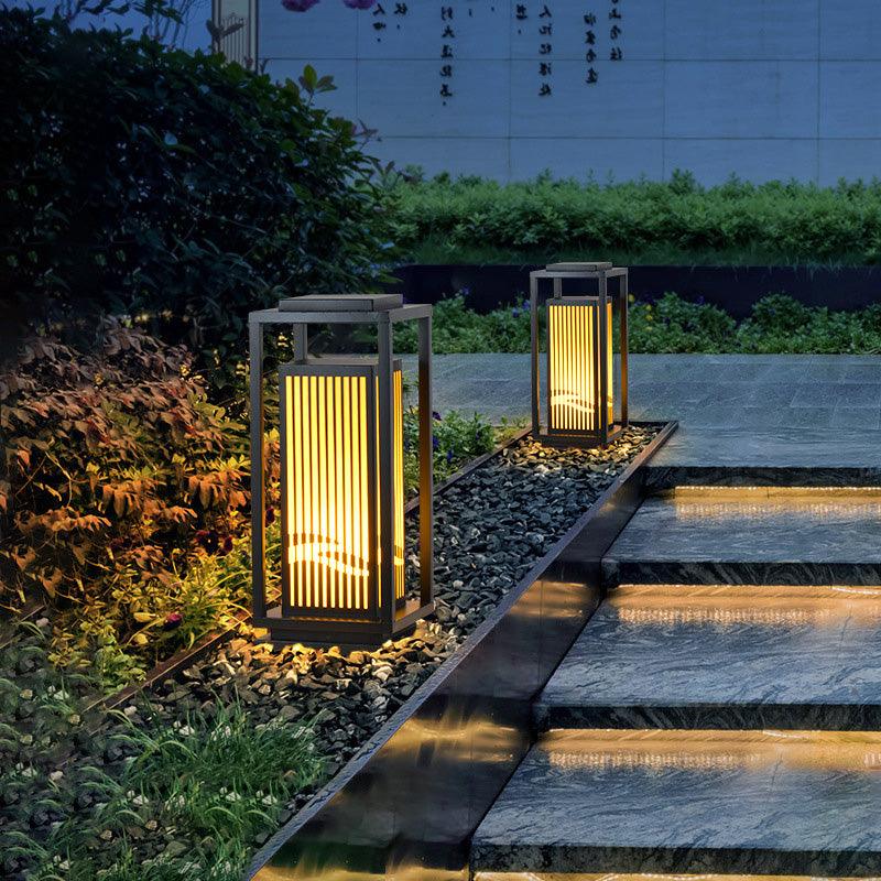 Square Cage Outdoor Light Alabaster Lighting Fixture