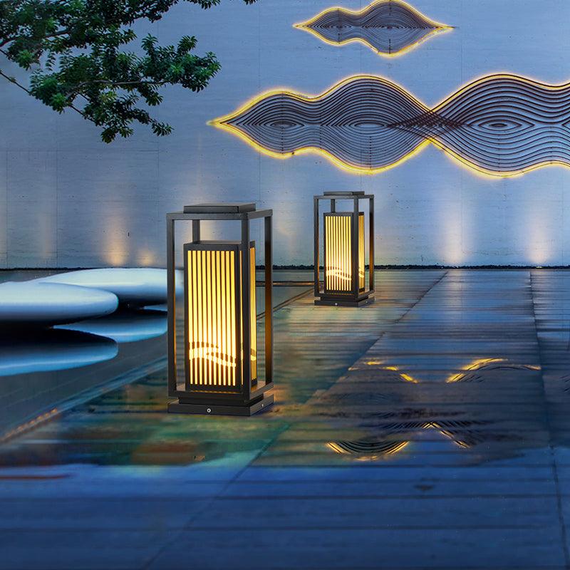 Square Cage Outdoor Light Alabaster Lighting Fixture