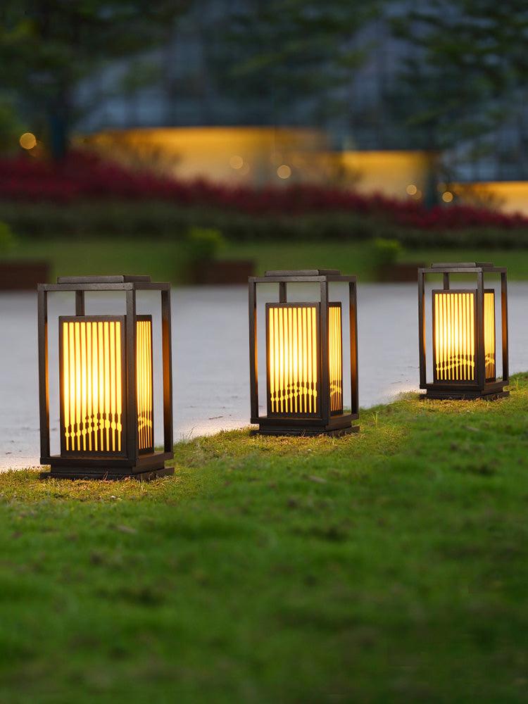 Square Cage Outdoor Light Alabaster Lighting Fixture