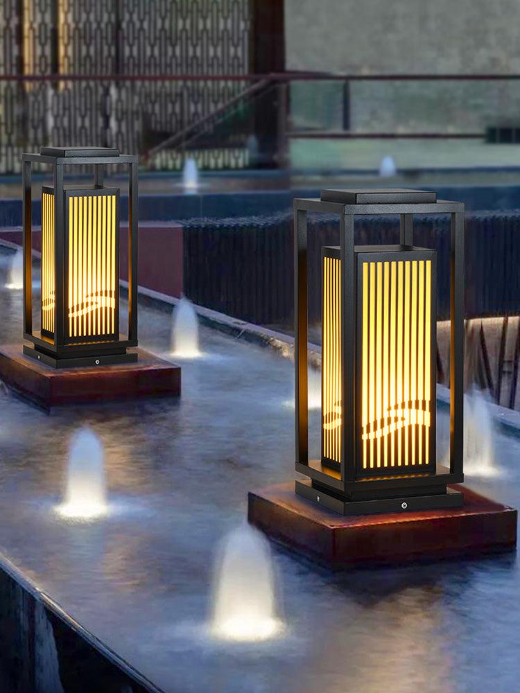 Square Cage Outdoor Light Alabaster Lighting Fixture