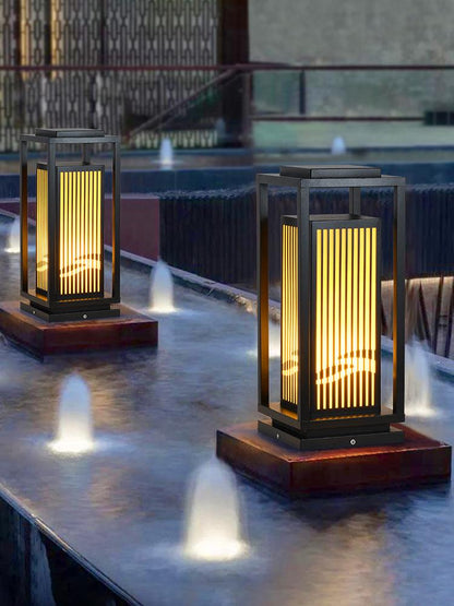 Square Cage Outdoor Light Alabaster Lighting Fixture