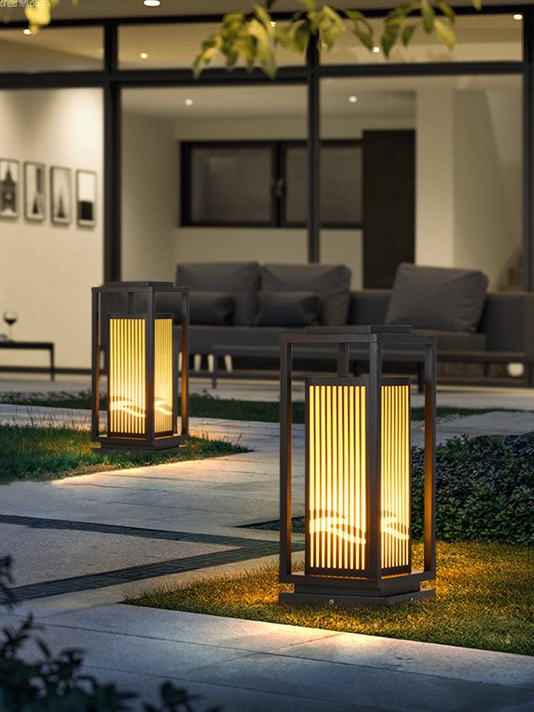 Square Cage Outdoor Light Alabaster Lighting Fixture