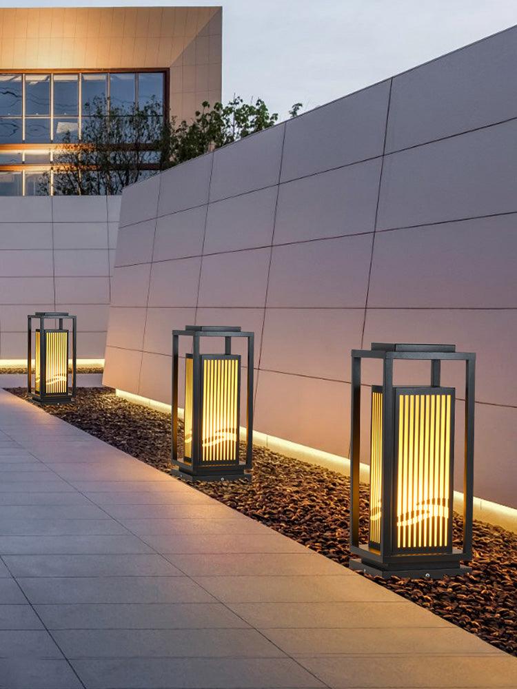 Square Cage Outdoor Light Alabaster Lighting Fixture