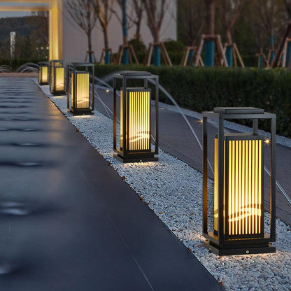 Square Cage Outdoor Light Alabaster Lighting Fixture