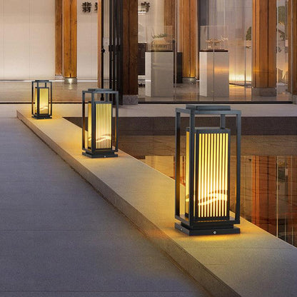 Square Cage Outdoor Light Alabaster Lighting Fixture