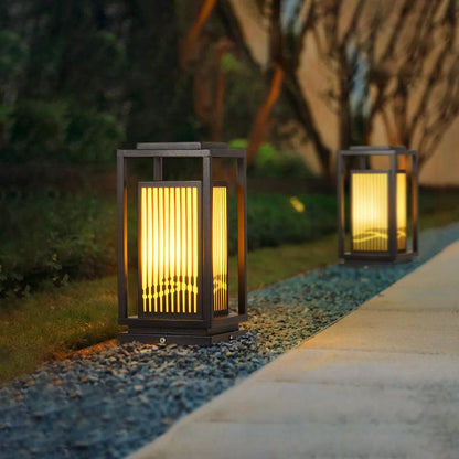Square Cage Outdoor Light Alabaster Lighting Fixture