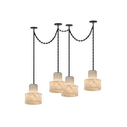 Multi-Tier Chain Drum Alabaster Pendant Lamp