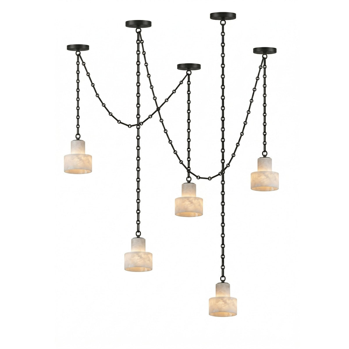 Multi-Tier Chain Drum Alabaster Pendant Lamp