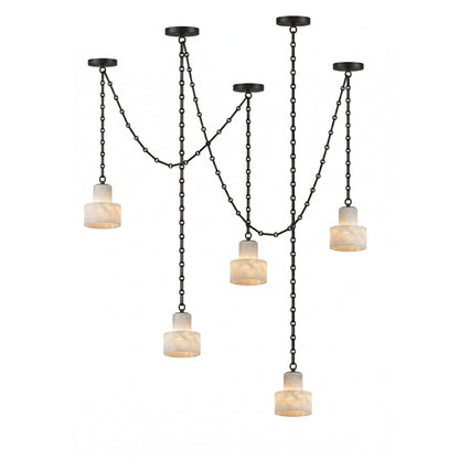 Multi-Tier Chain Drum Alabaster Pendant Lamp