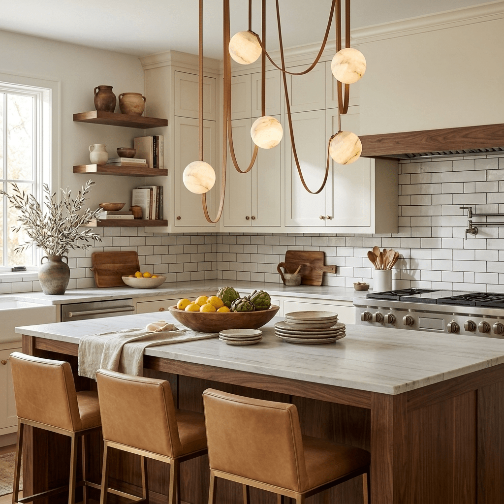 Multiple Belt Alabaster Pendant Light