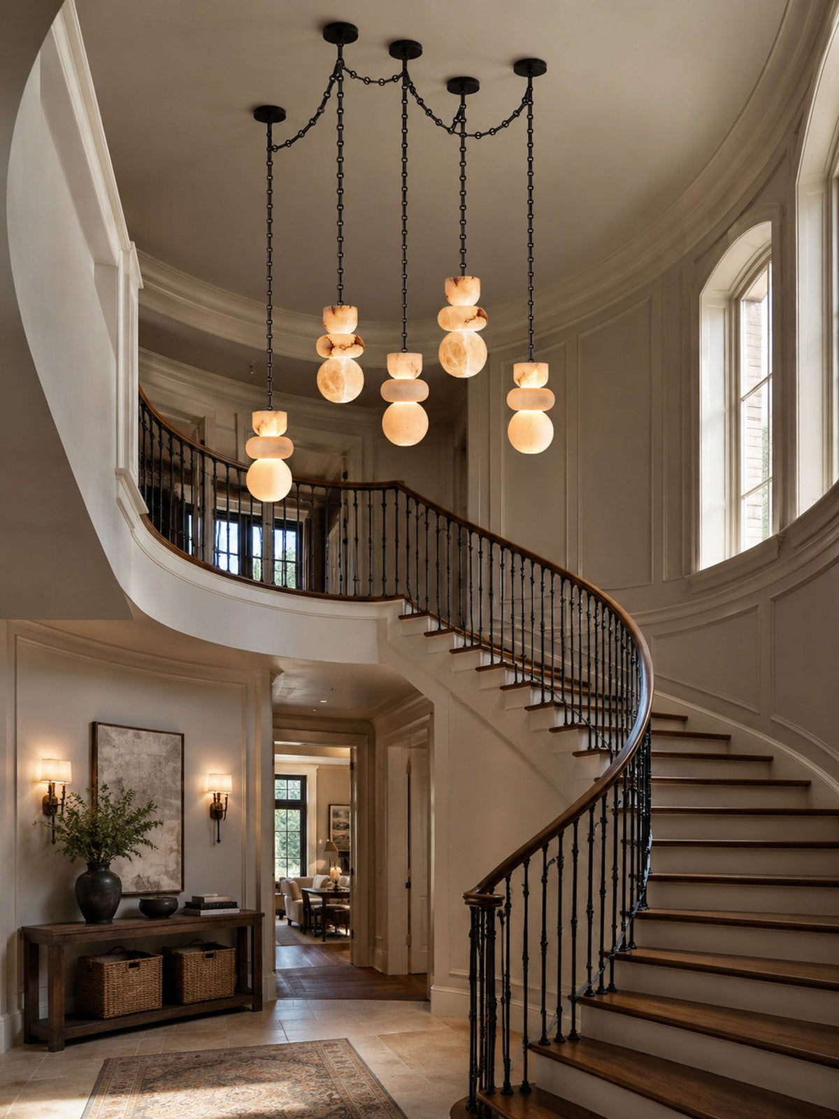 Orba Chain Alabaster Chandelier