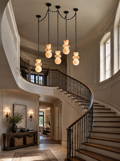 Orba Chain Alabaster Chandelier