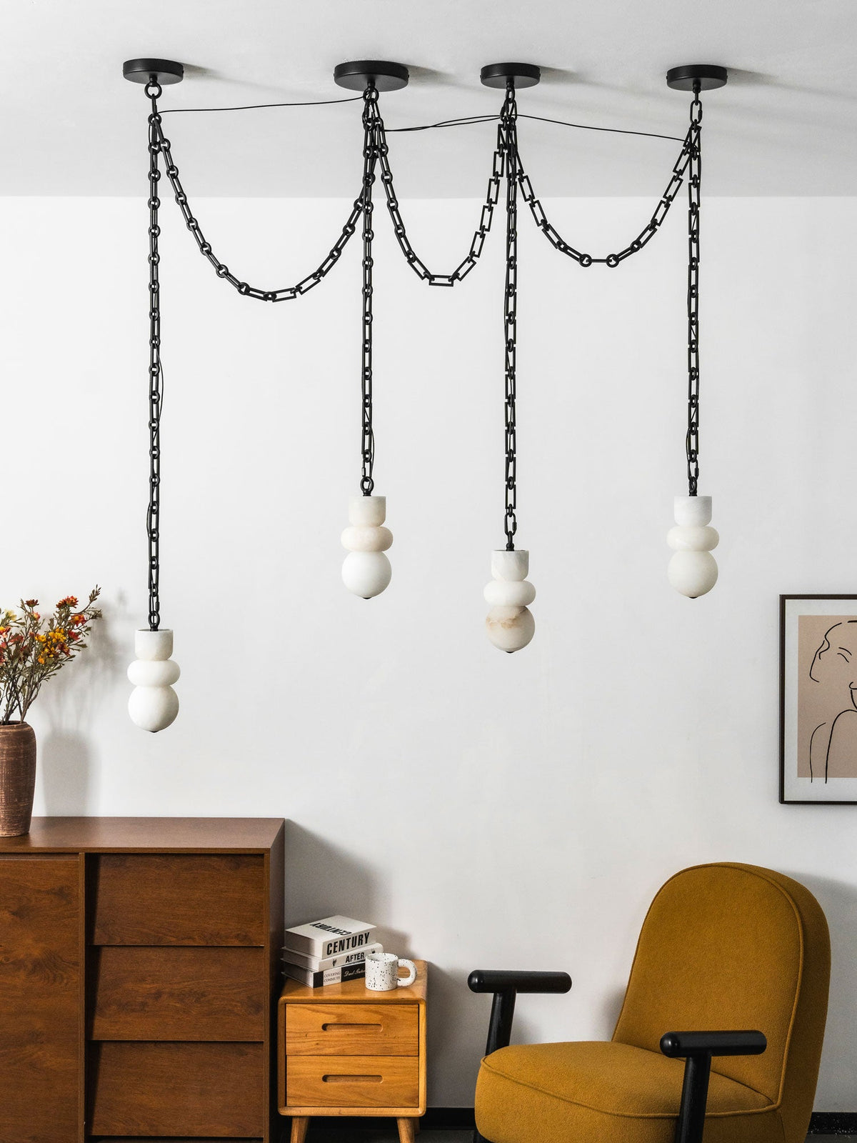 Orba Chain Alabaster Chandelier