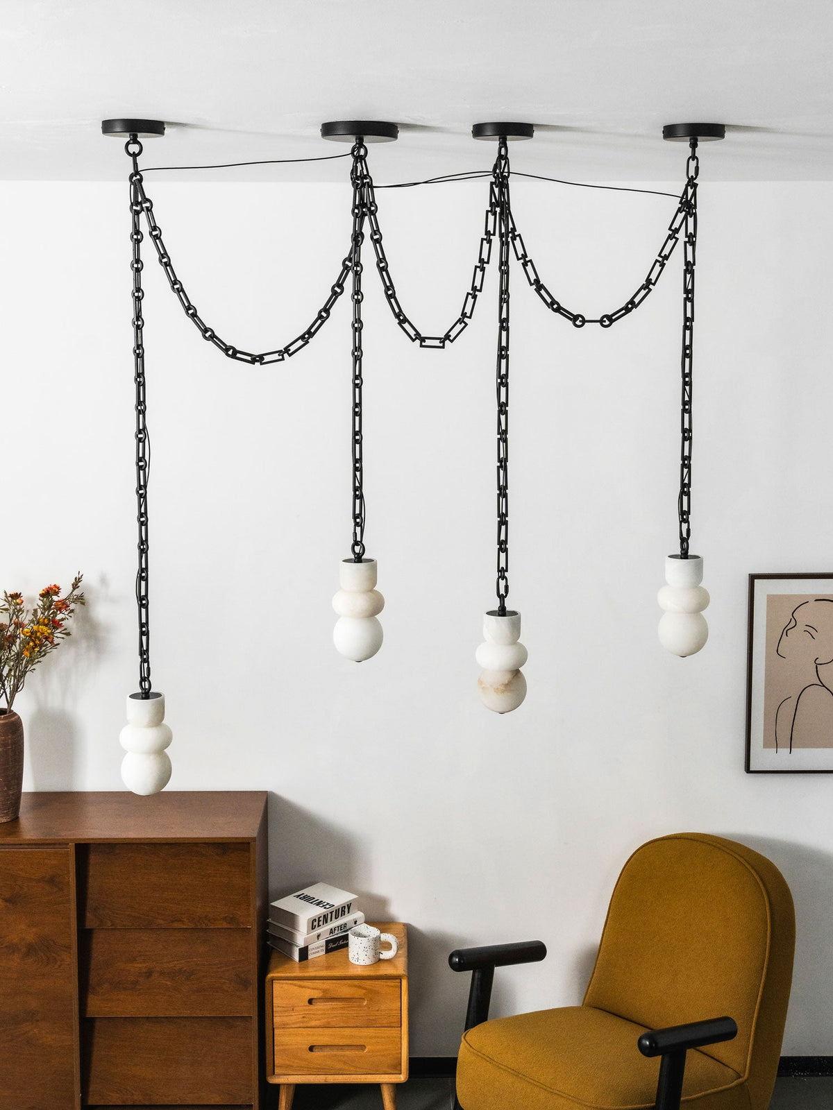Orba Chain Alabaster Chandelier