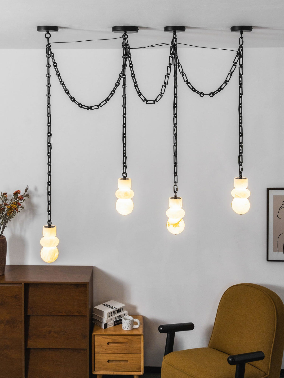 Orba Chain Alabaster Chandelier