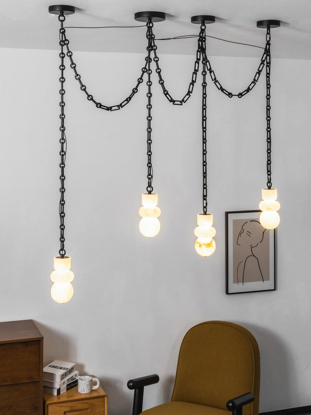 Orba Chain Alabaster Chandelier