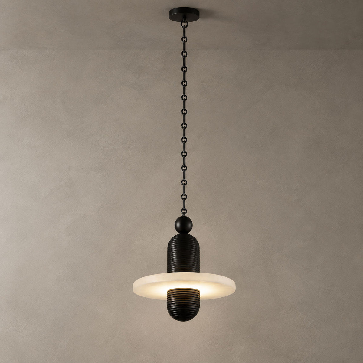 Orbital Drift Chain Alabaster Chandelier