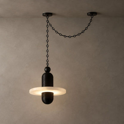 Orbital Drift Chain Alabaster Chandelier