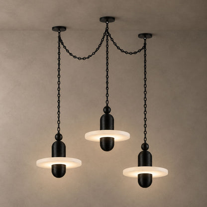 Orbital Drift Chain Alabaster Chandelier