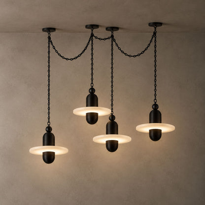 Orbital Drift Chain Alabaster Chandelier