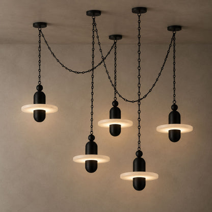 Orbital Drift Chain Alabaster Chandelier