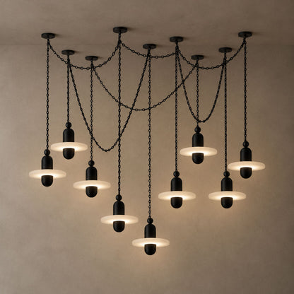 Orbital Drift Chain Alabaster Chandelier