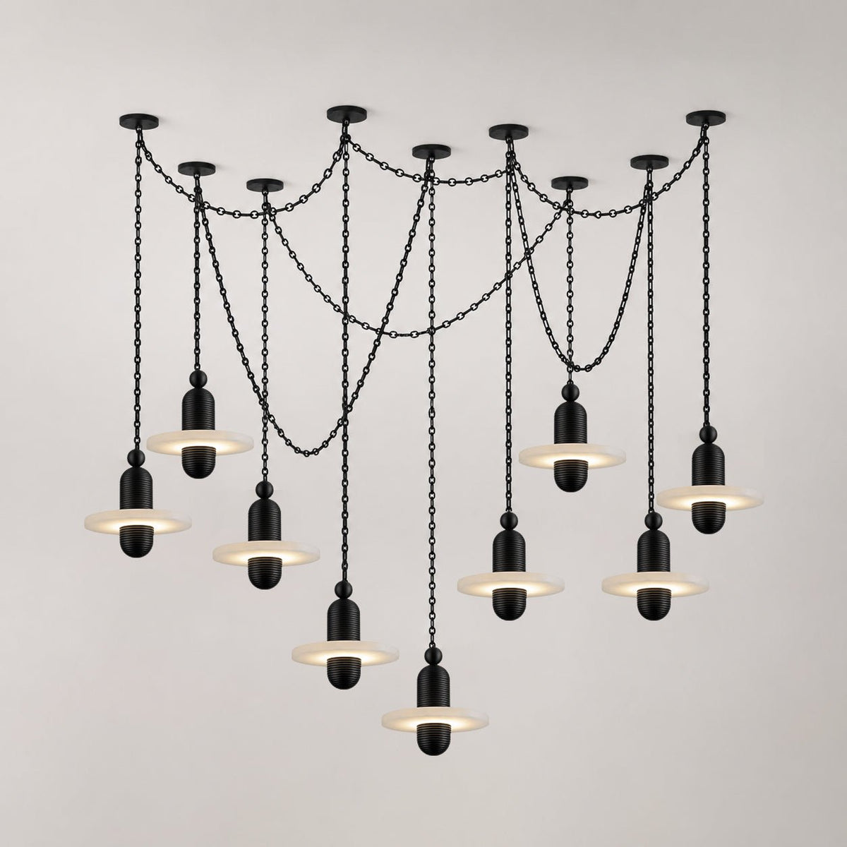 Orbital Drift Chain Alabaster Chandelier