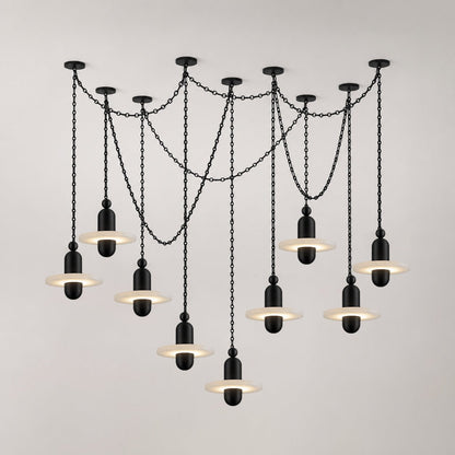 Orbital Drift Chain Alabaster Chandelier