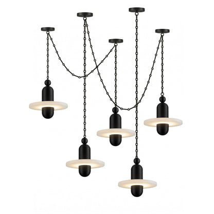 Orbital Drift Chain Alabaster Chandelier