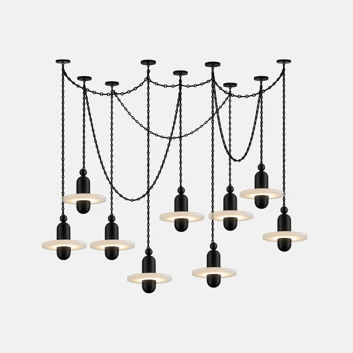 Orbital Drift Chain Alabaster Chandelier