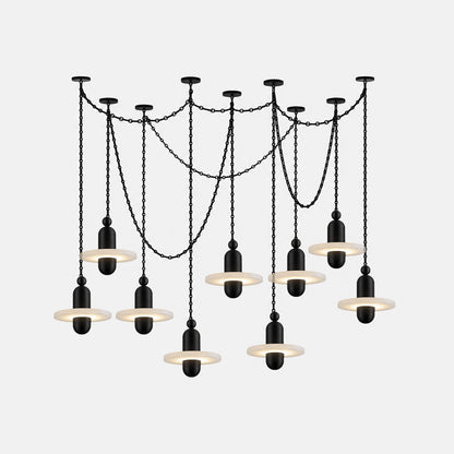 Orbital Drift Chain Alabaster Chandelier