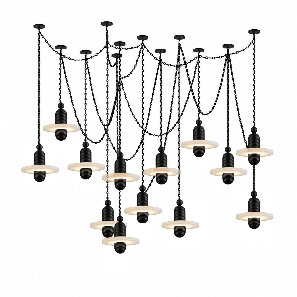 Orbital Drift Chain Alabaster Chandelier