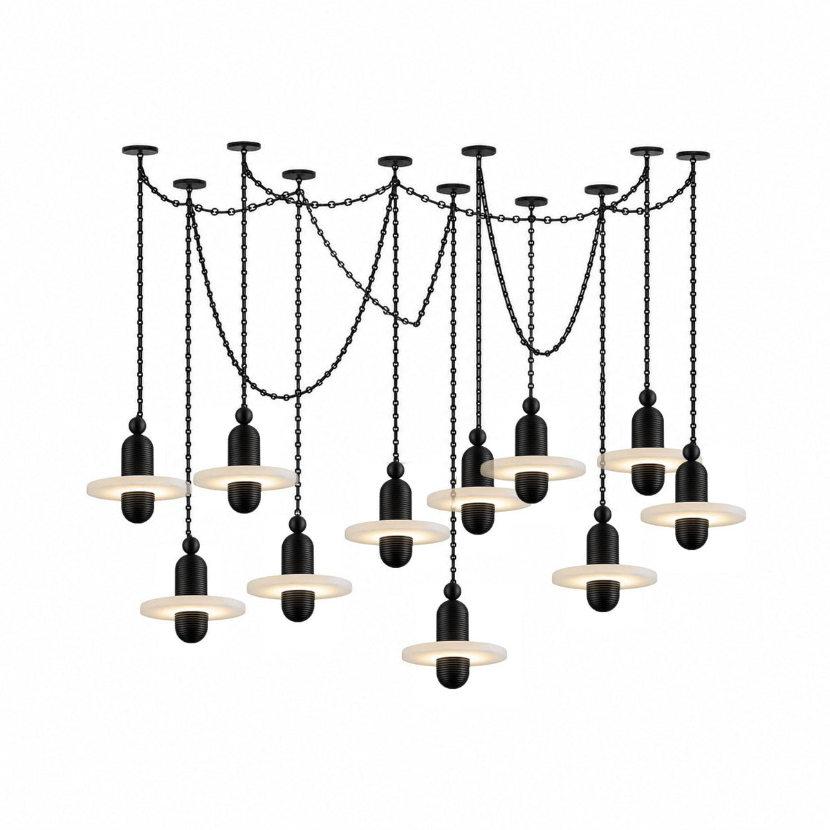 Orbital Drift Chain Alabaster Chandelier