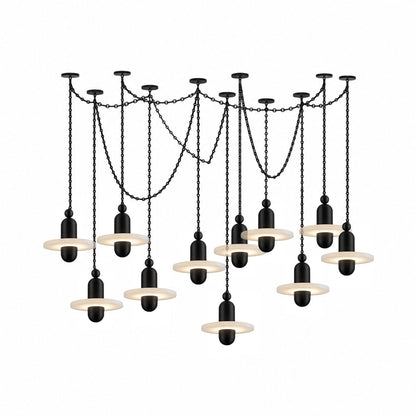 Orbital Drift Chain Alabaster Chandelier
