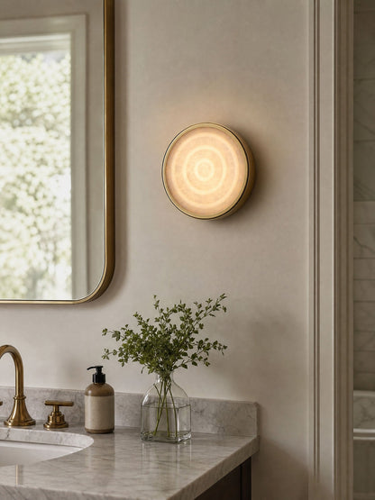 Orlina Stone Disc Alabaster Wall Sconce