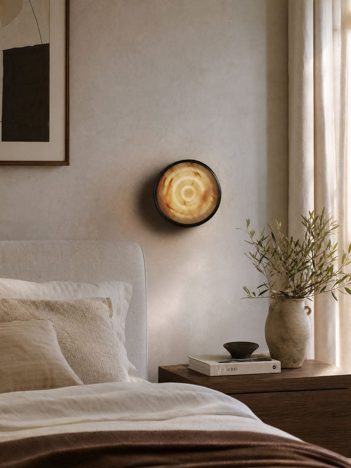 Orlina Stone Disc Alabaster Wall Sconce