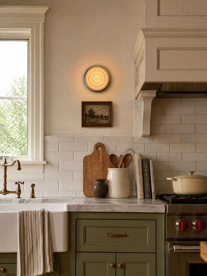 Orlina Stone Disc Alabaster Wall Sconce