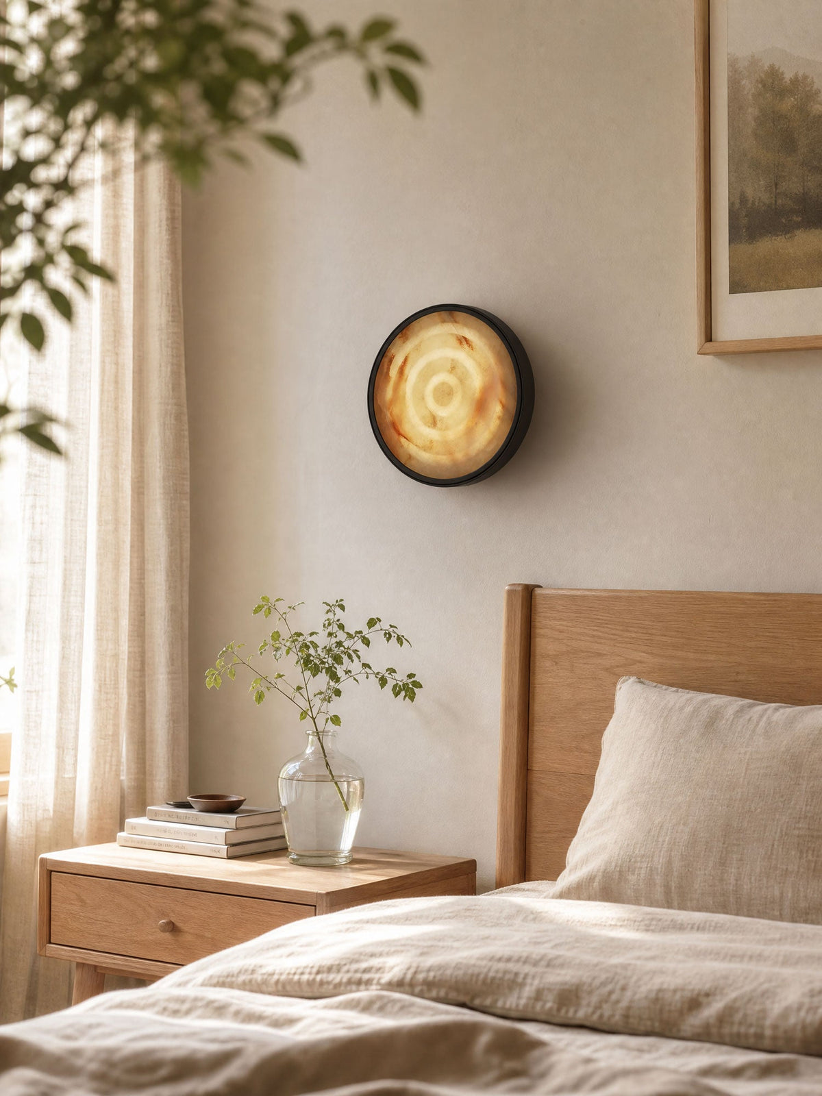 Orlina Stone Disc Alabaster Wall Sconce
