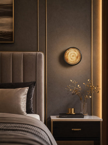 Orlina Stone Disc Alabaster Wall Sconce