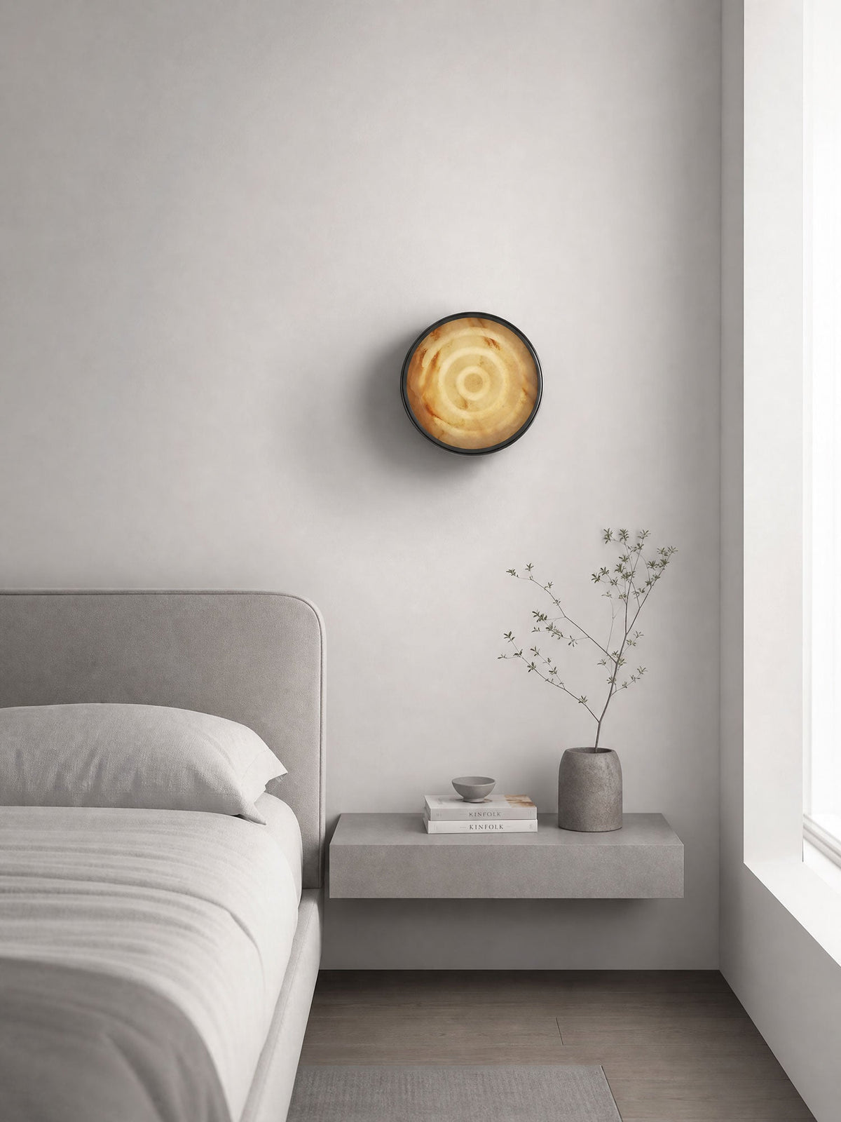 Orlina Stone Disc Alabaster Wall Sconce