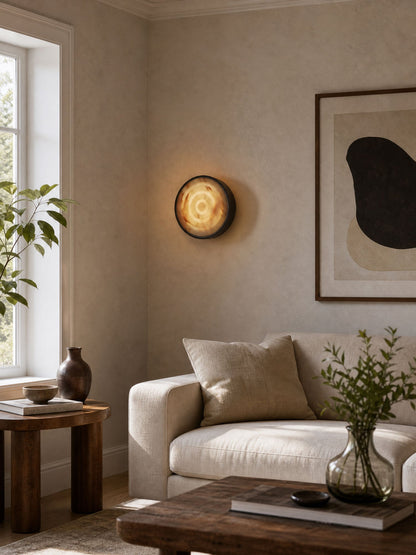 Orlina Stone Disc Alabaster Wall Sconce
