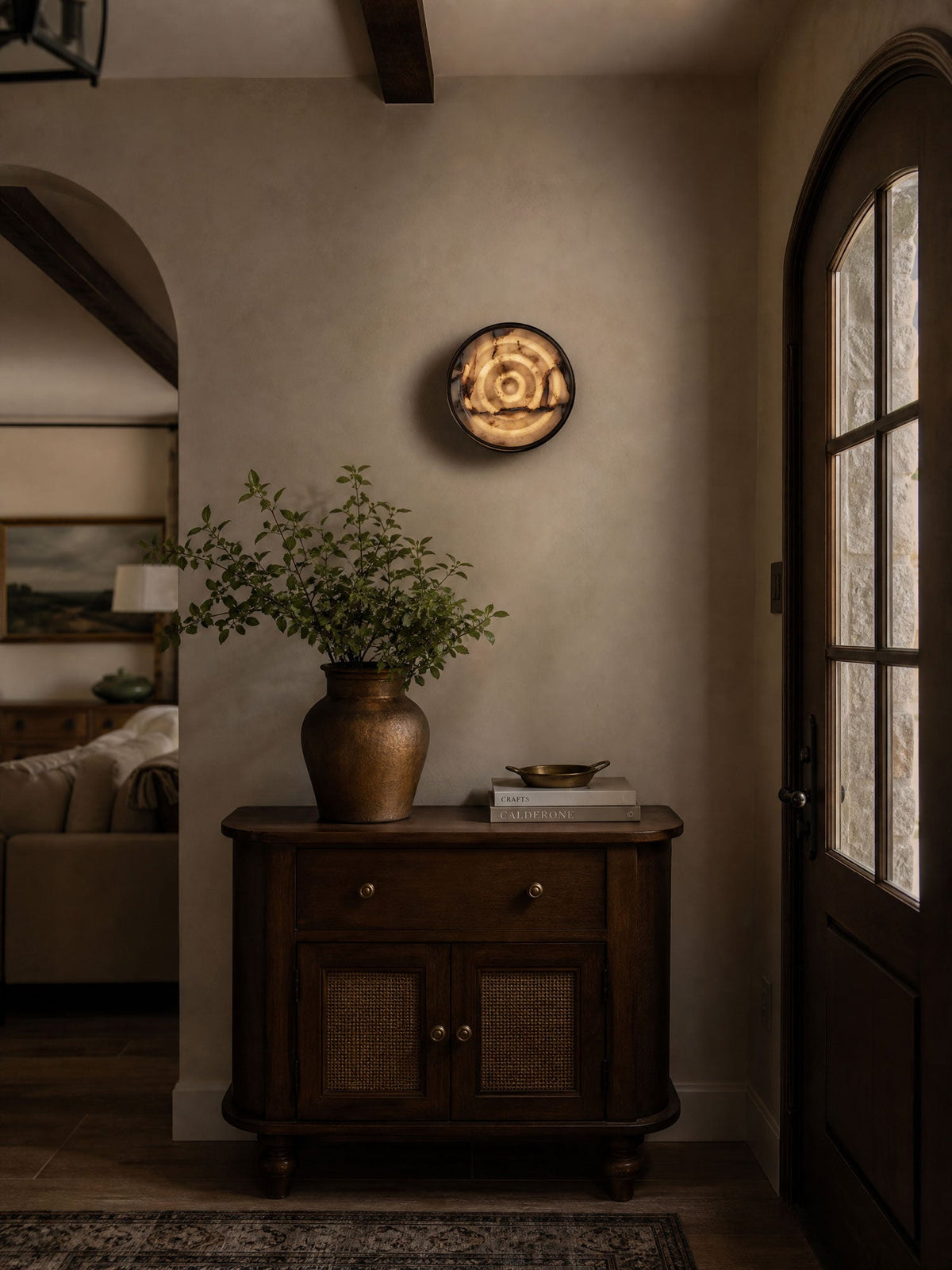 Orlina Stone Disc Alabaster Wall Sconce