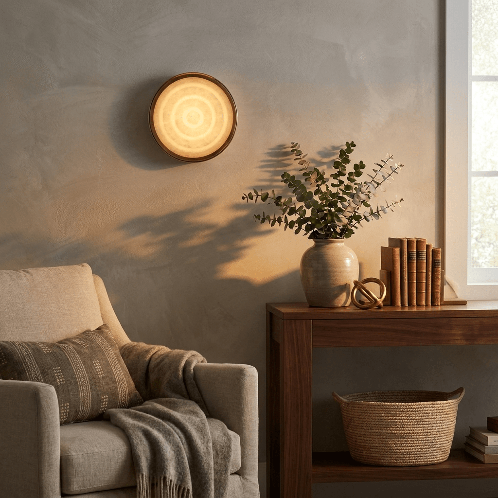 Orlina Stone Disc Alabaster Wall Sconce