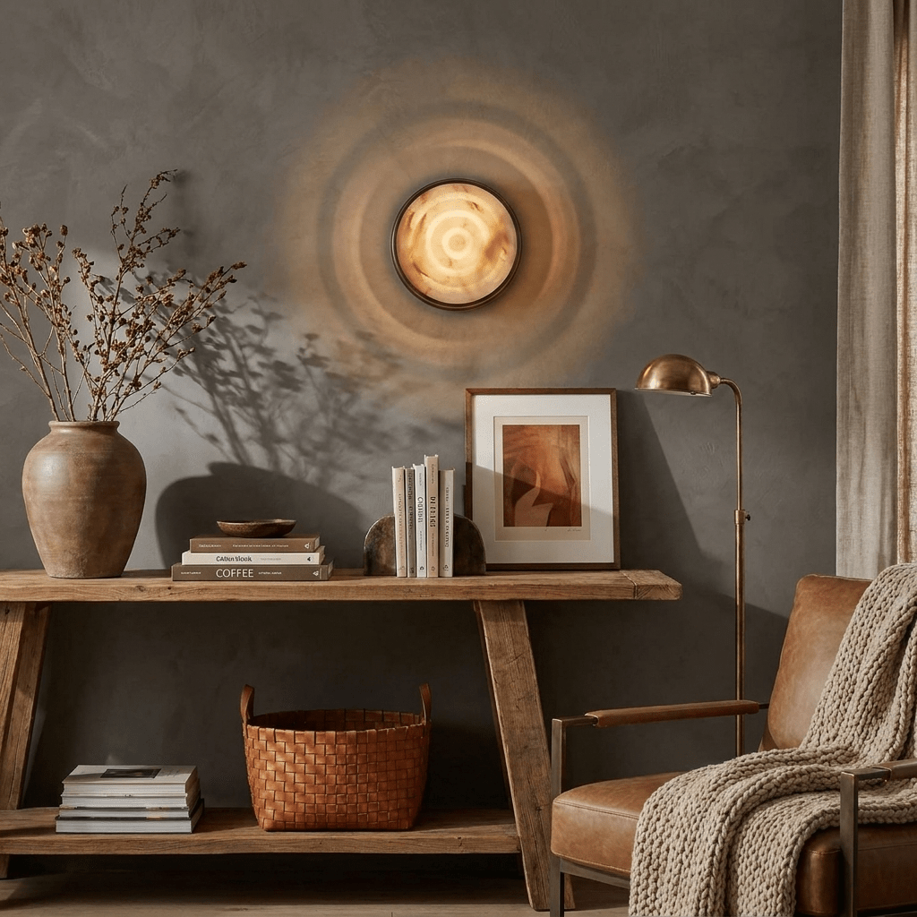 Orlina Stone Disc Alabaster Wall Sconce