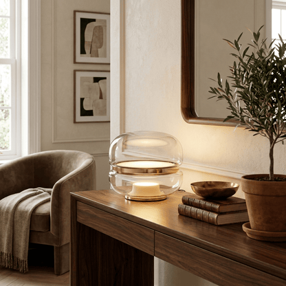 Perla Smoke Glass Alabaster Table Lamp