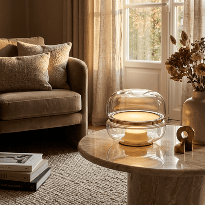 Perla Smoke Glass Alabaster Table Lamp