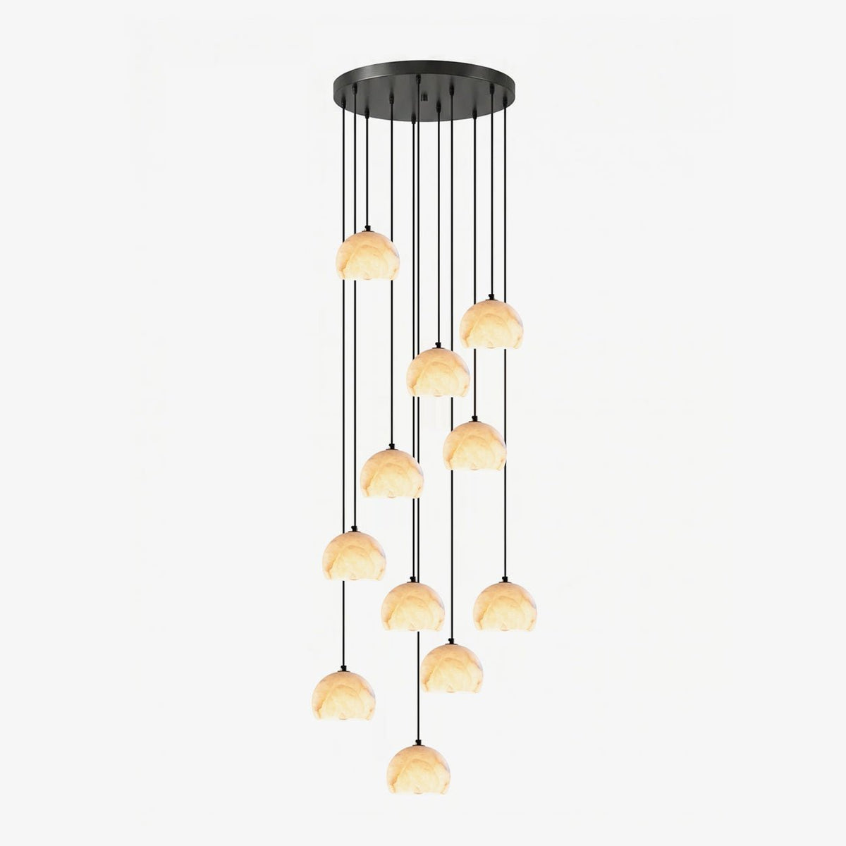 Petal Alabaster Dome Staircase Chandelier